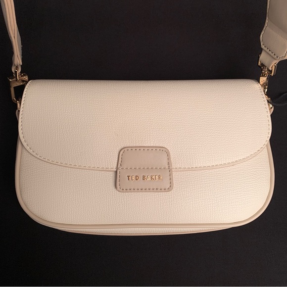 TED BAKER LONDON Rory Leather Shoulder Bag w/ Rose Rivet Strap NWT Ivory White - Picture 3 of 10